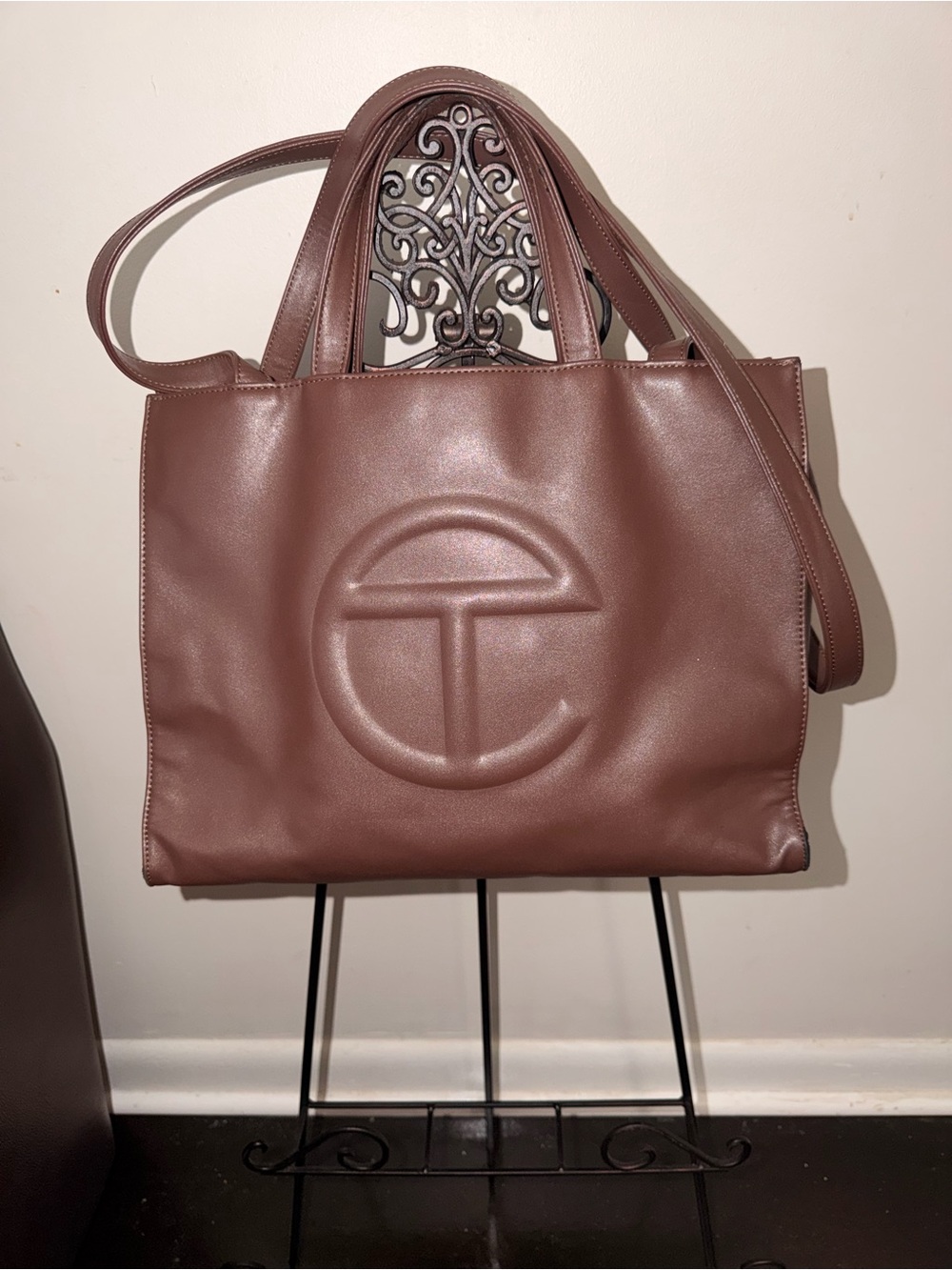Telfar Chocolate Brown Leather Shopping Tote Unisex